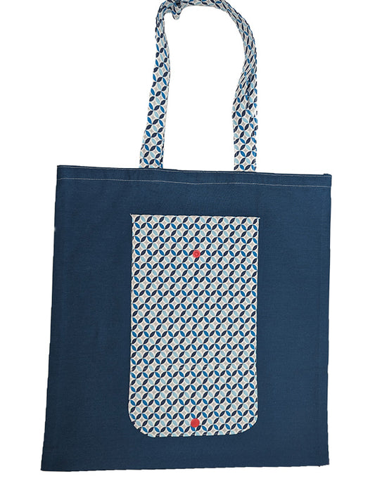Sac pliable bleu avec rosaces