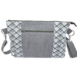 Sac à main artisanal jeans gris et kaki