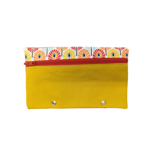 Trousse pour classeur "Plumes de Paons" jaune