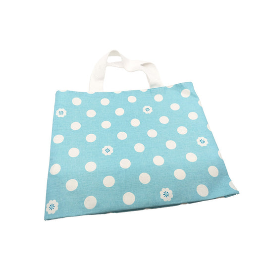Mini tote bag bleu à pois blancs