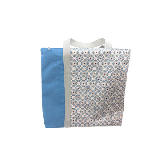 Cabas bicolore zippé bleu clair