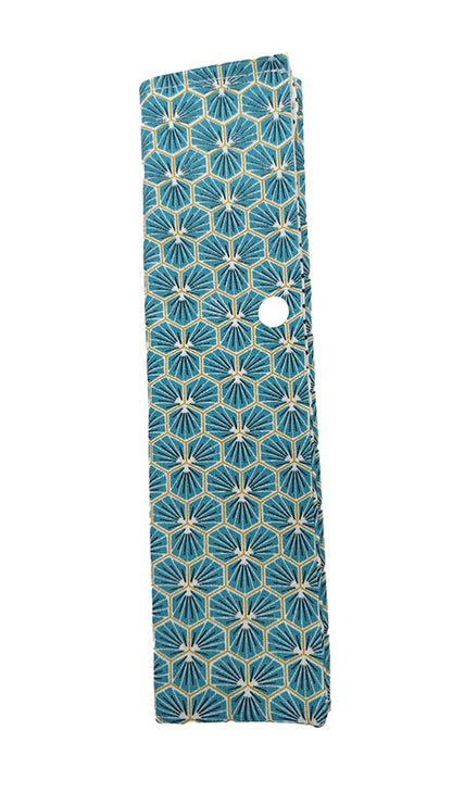 Etui à couverts "Fleurs japonaises" turquoise