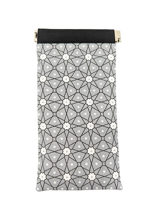 Etui à lunettes "Fleurs Géométriques" gris
