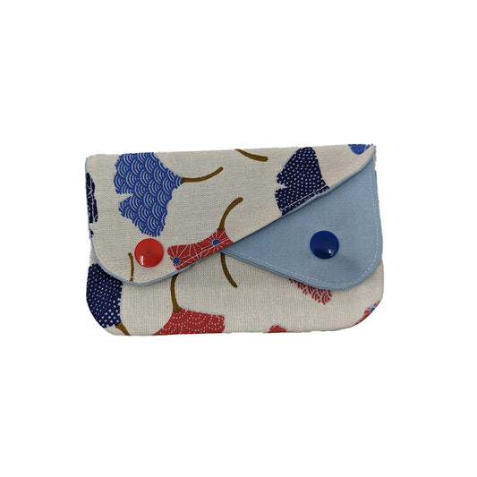 Porte-monnaie double à pressions Ginkgo bleu