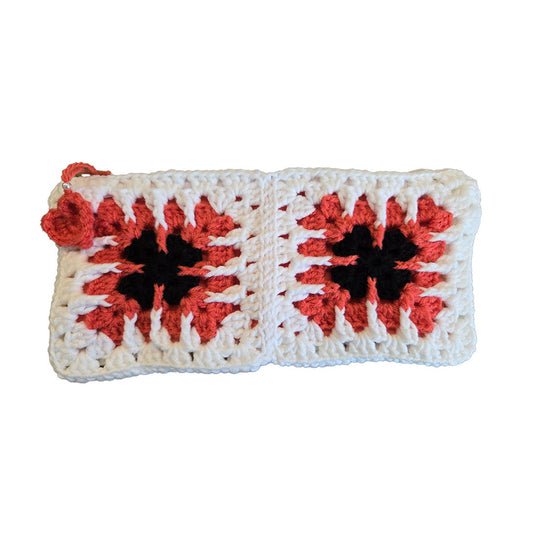 Trousse au crochet corail grand format
