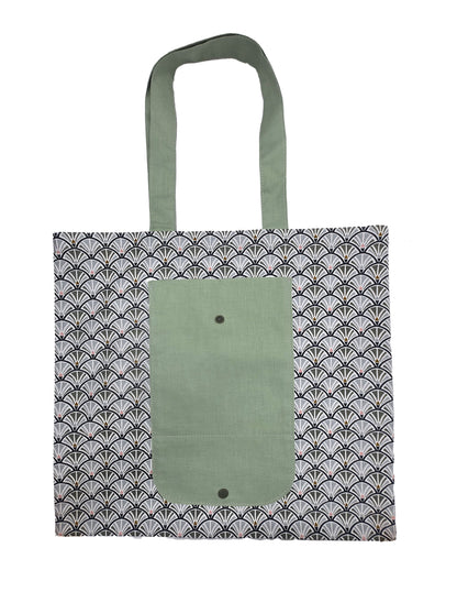 Sac pliable "Eventails gris-verts"