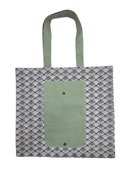 Sac pliable "Eventails gris-verts"