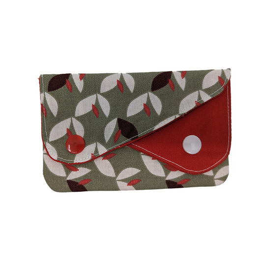 Porte-monnaie double à pressions rouge et beige