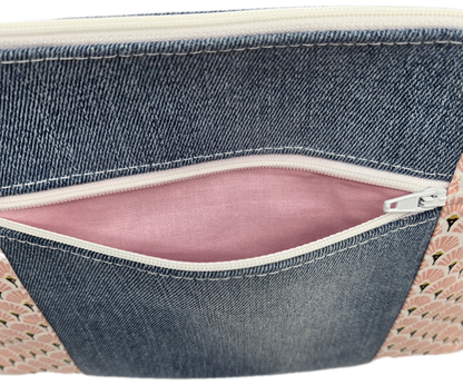 Sac à main artisanal jeans et rose