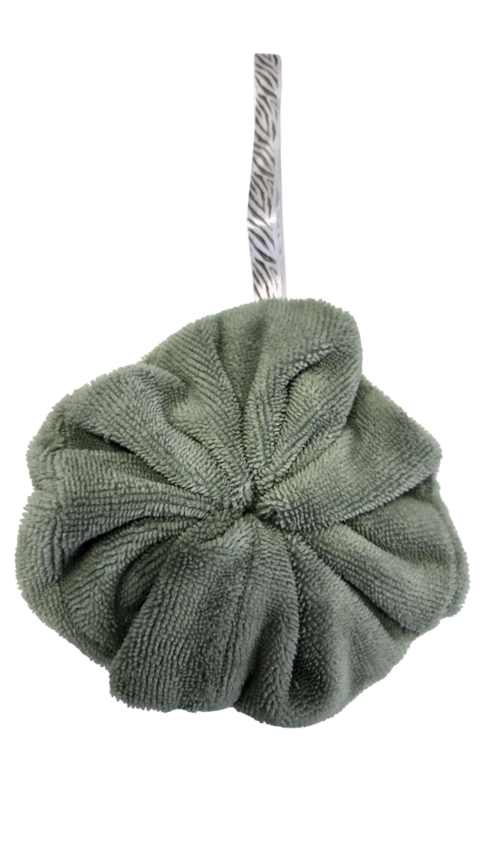 Fleur de douche en éponge douce amande