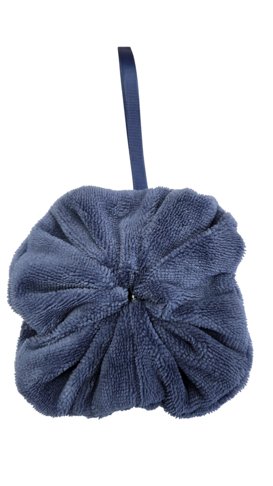 Fleur de douche en éponge douce bleue jeans