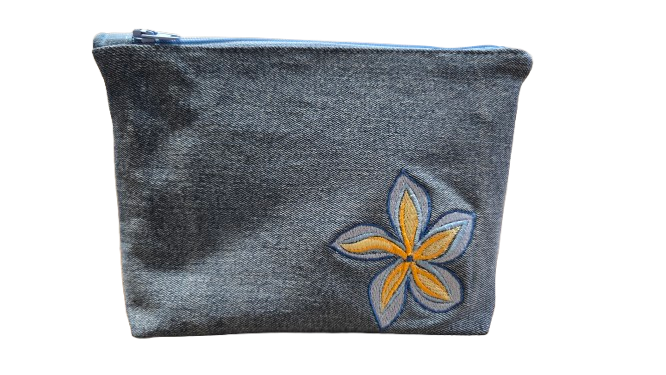 Pochette en jeans avec broderie fleur