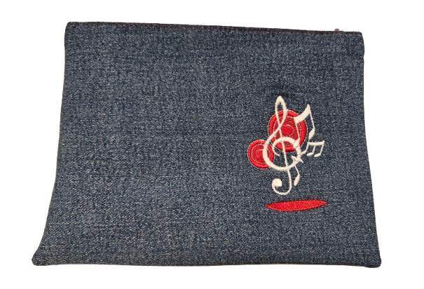 Pochette en jeans avec broderie "Music"