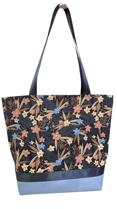 Sac bicolore zippé fleurs romantiques