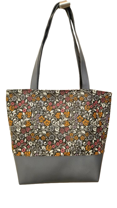 Sac bicolore zippé fleurs chics