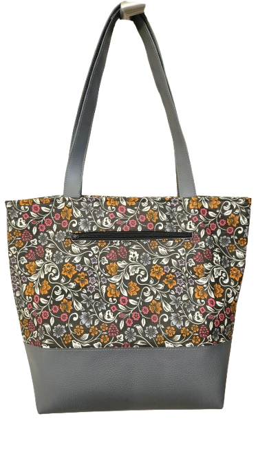 Sac bicolore zippé fleurs chics