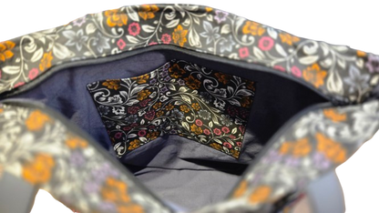 Sac bicolore zippé fleurs chics