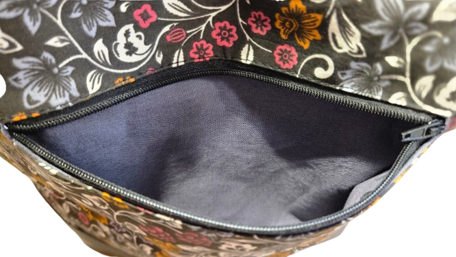 Sac bicolore zippé fleurs chics