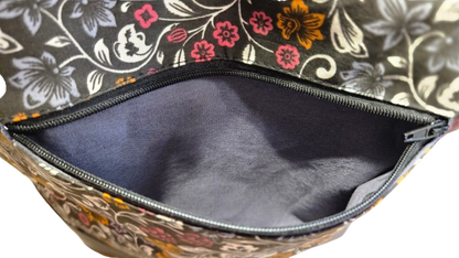 Sac bicolore zippé fleurs chics