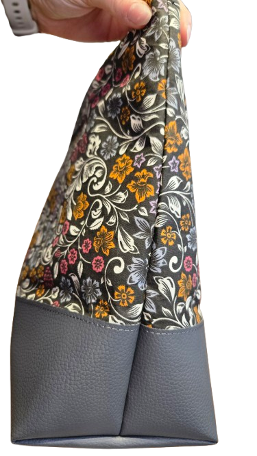 Sac bicolore zippé fleurs chics