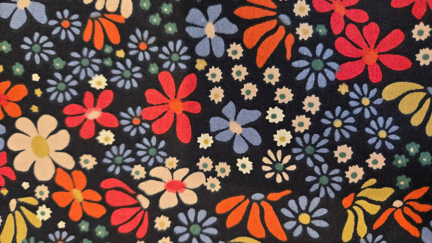 Sac bicolore zippé fleurs rétro