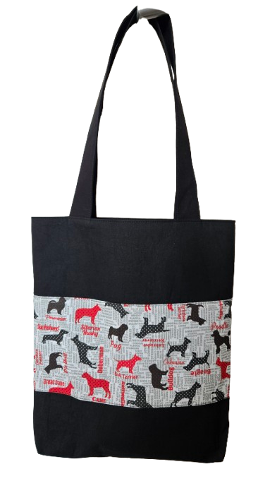 Tote bag "Toutous" rouges et noirs
