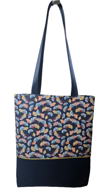 Tote bag ginkgo bleu et orange