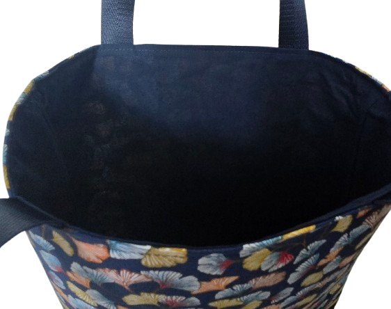 Tote bag ginkgo bleu et orange