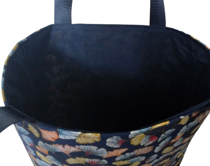 Tote bag ginkgo bleu et orange