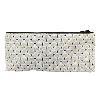 Trousse avec poche extérieure éventails gris