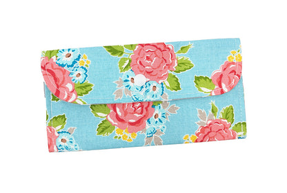 Pochette double bleue à fleurs