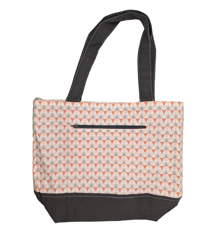 Sac bicolore zippé "Triangles" gris