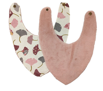 Bavoir bandana Ginkgo rose - 6 à 18 mois