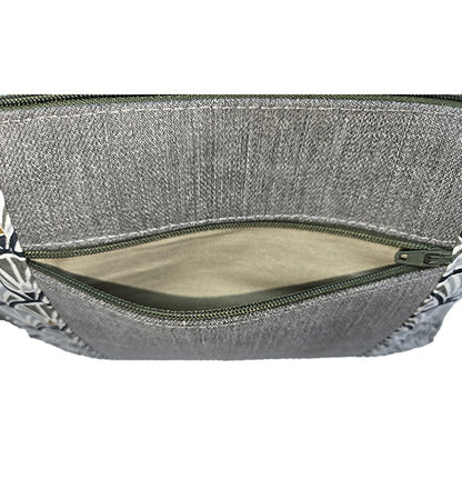 Sac à main artisanal jeans gris et kaki