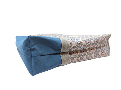 Cabas bicolore zippé bleu clair