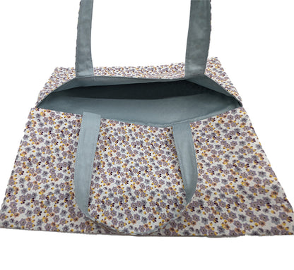 Sac à tarte réversible fleurs bleues
