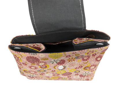 Trousse à grande ouverture rose à fleurs