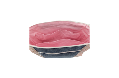 Sac à main artisanal jeans et rose