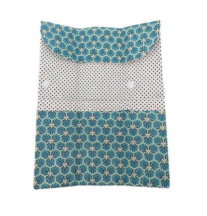 Etui à couverts "Fleurs japonaises" turquoise