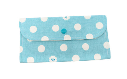 Pochette double bleue à pois blancs