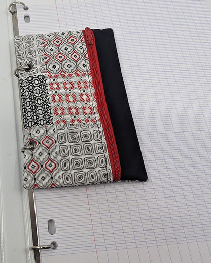 Trousse pour classeur "Mosaïque" noir et rouge
