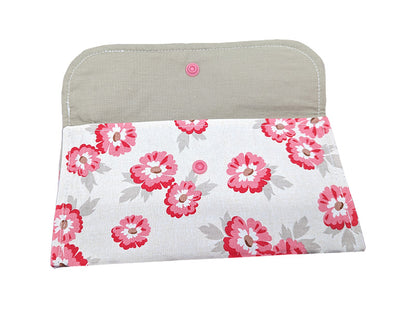 Pochette double fleurs roses
