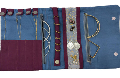 Pochette à bijoux de voyage fleurs prunes