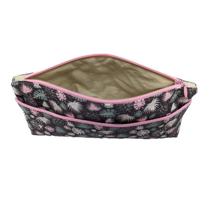 Trousse avec poche extérieure "Feuilles de palmiers"