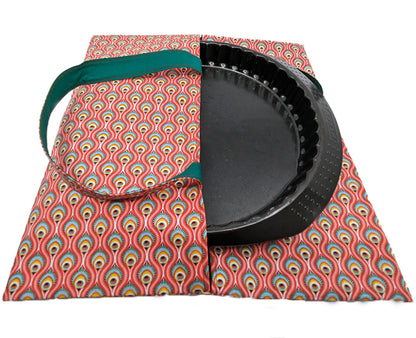 Sac à tarte réversible Paon rouge et vert