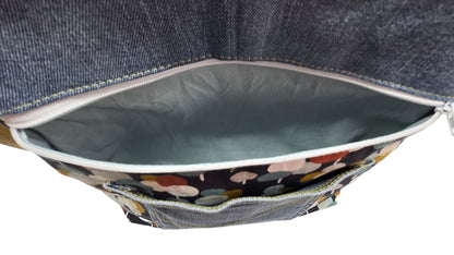 Sac à bandoulière artisanal jeans "Bulles"