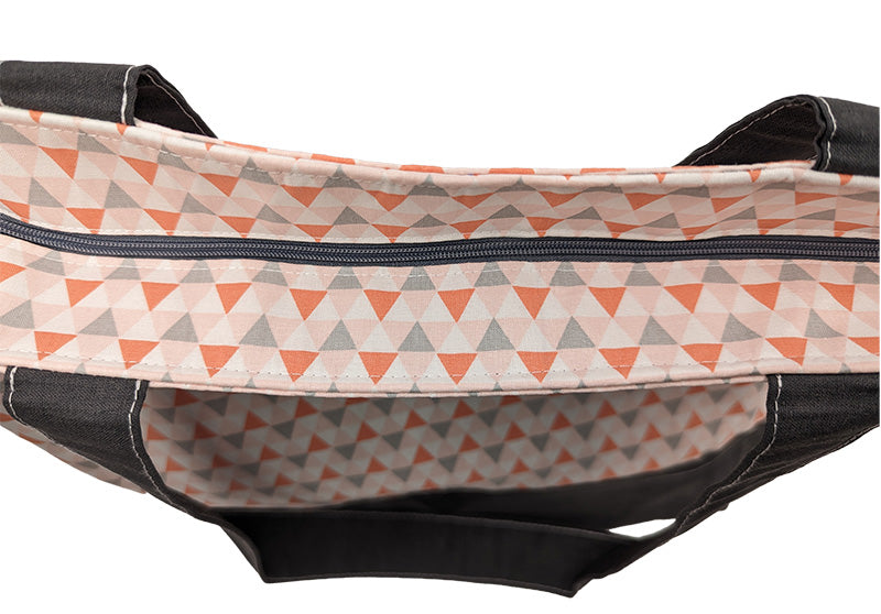 Sac bicolore zippé "Triangles" gris
