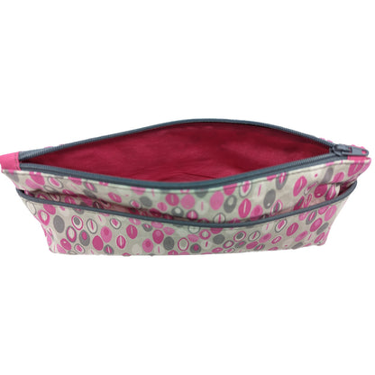 Trousse avec poche extérieure rose et grise