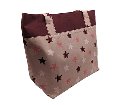 Sac bicolore pression aimantée "Pink Stars"