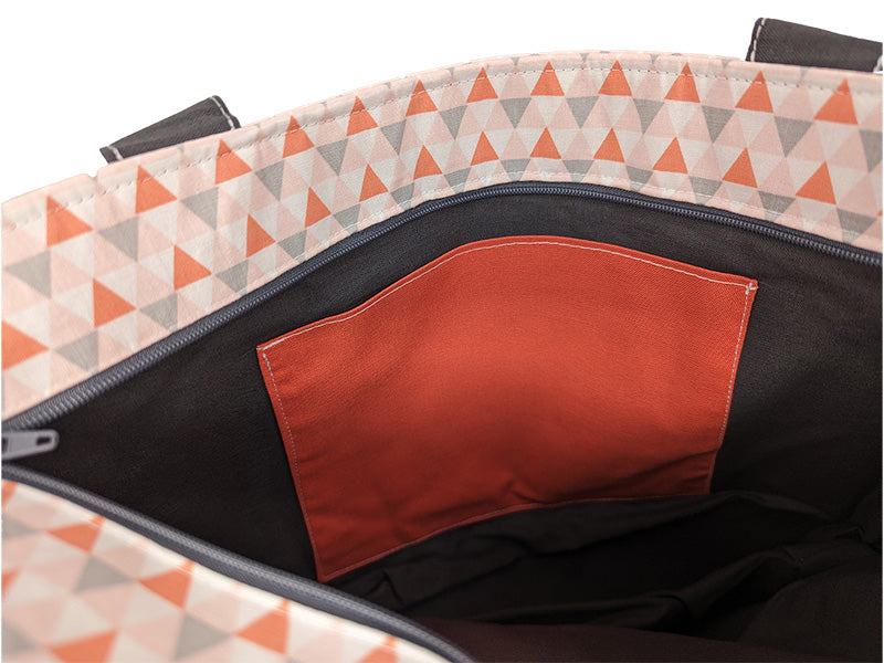 Sac bicolore zippé "Triangles" gris